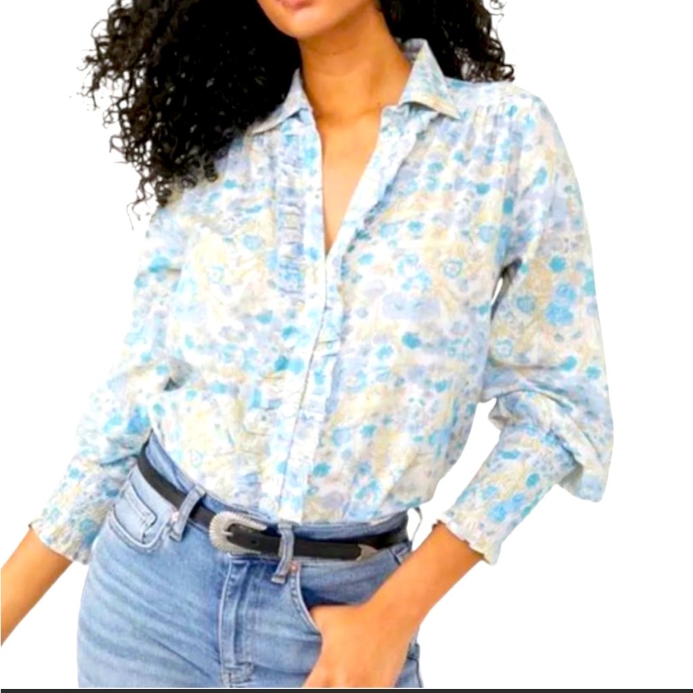 NEW Free People Feminine Floral Blouse In Garden Combo Long Sleeve size Small